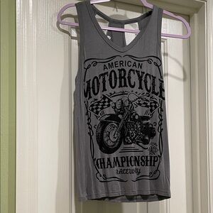 Gray Motorcycle Graphic Tank Top